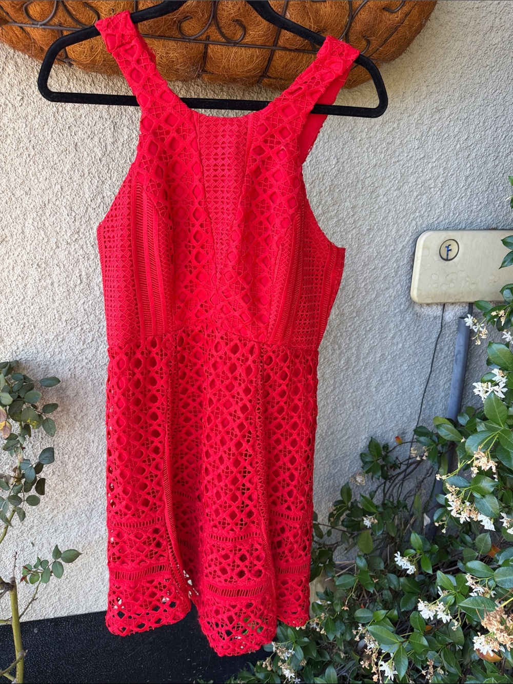 Chelsea28 Red Crochet Lace Mini Dress